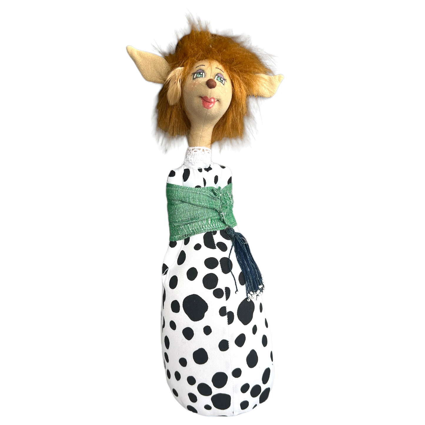 Fawn Doll, Stand Tall CHRISTMAS Splash Quilting Polka Dot Dress with Green Jacket