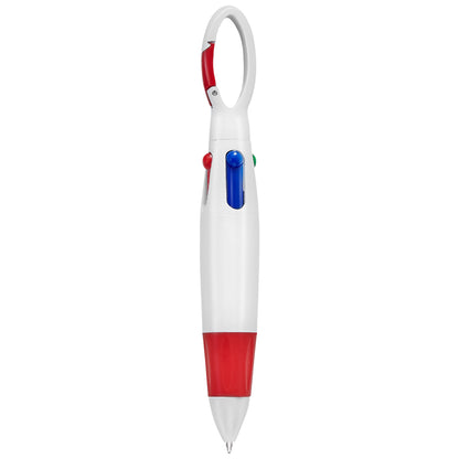 Four Colour Pen with Carabiner Clip