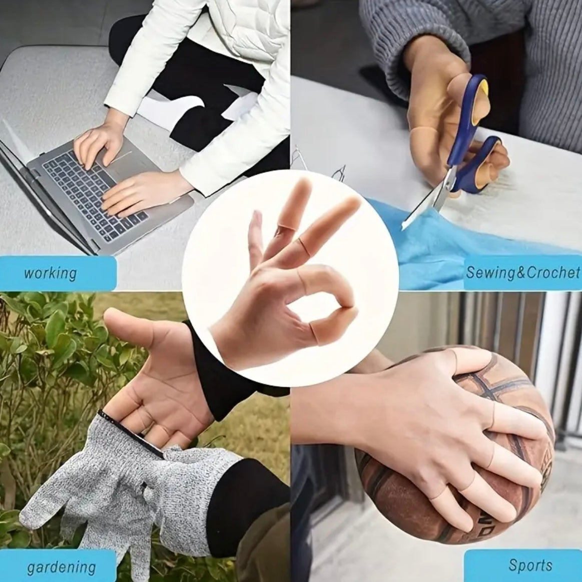 Silicone Finger Tip Protectors — Full Hand Set