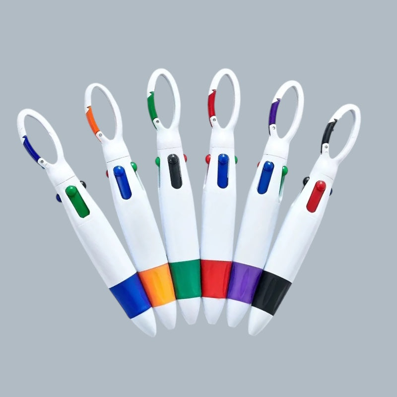 Four Colour Pen with Carabiner Clip