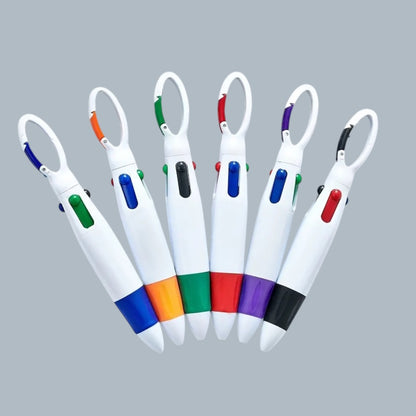Four Colour Pen with Carabiner Clip