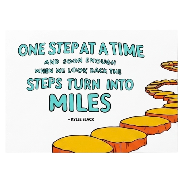 Postcard — 'One Step at a Time...'