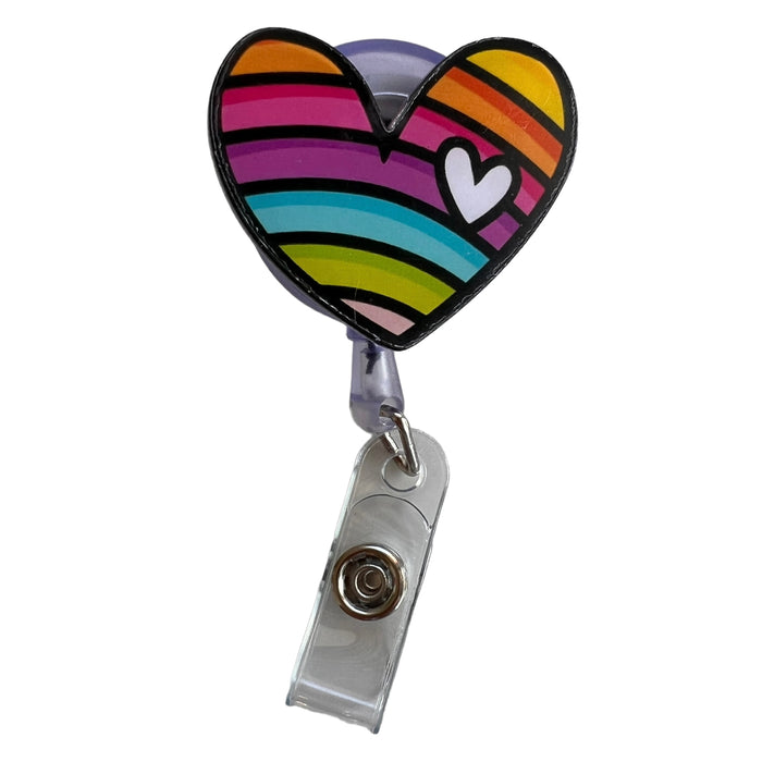 Retractable Badge Holder (Nurses) — Rainbow Heart