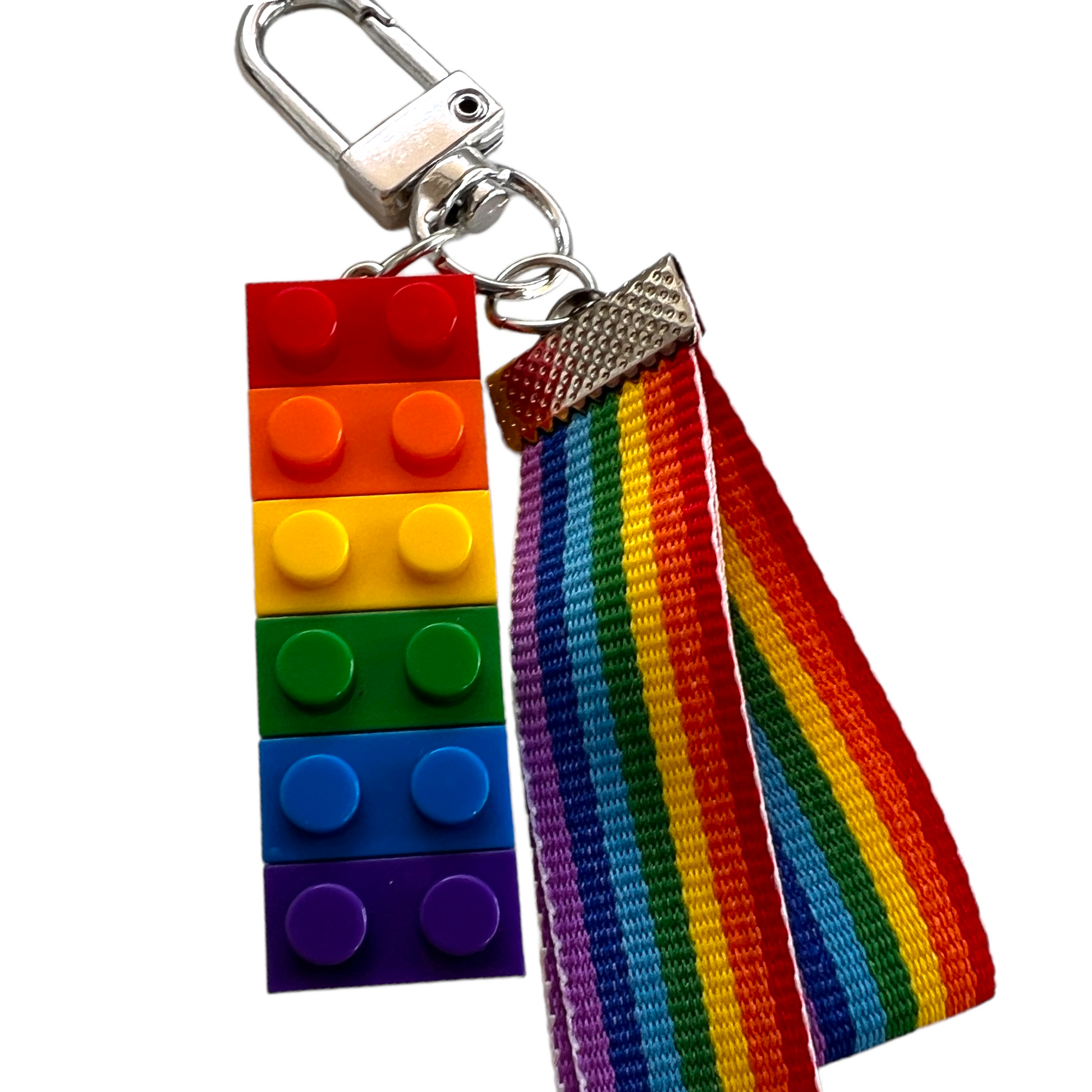 Keyring — Rainbow Ribbon + Lego  SPIRIT SPARKPLUGS   